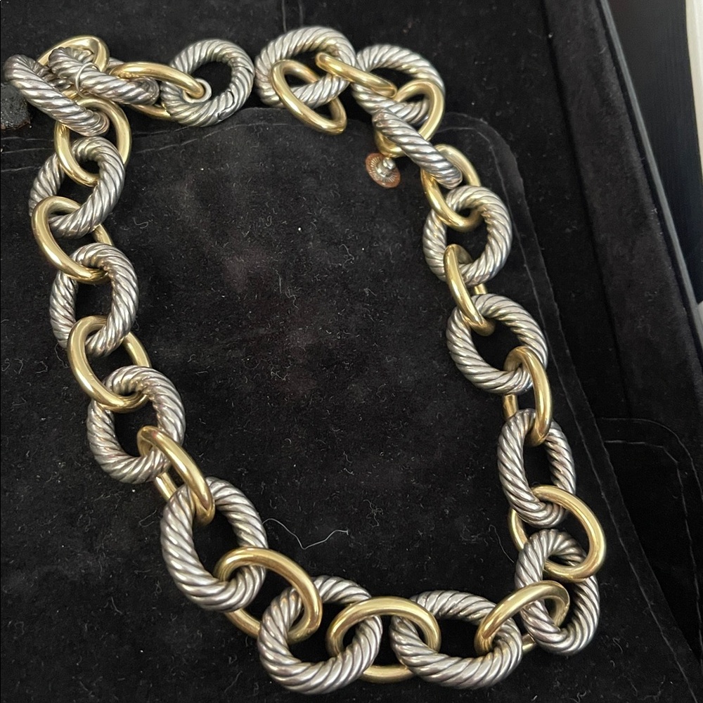 David Yurman Two-Tone Twisted Rope-Link Necklace and Bracelet Set - Picture 3 of 7